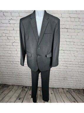 Unbranded Grey Full Pant Suit 2 Piece Set 2 Button Vented Notch Jacket 40S 33x28